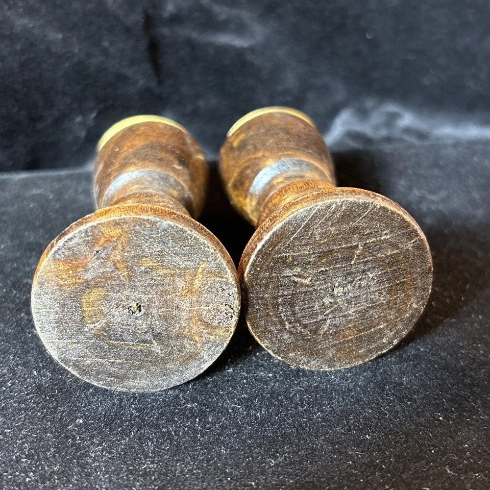 New NOS Wooden Candle Holders‎ Set of 2
